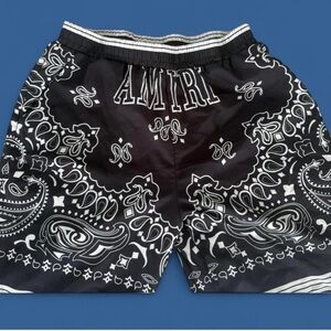 AMIRI Black & White Paisley Swim Trunks / Shorts | Excellent Condition | Medium